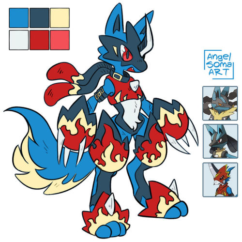 Lucadramon My Lucario X Flamedramon Fusion!