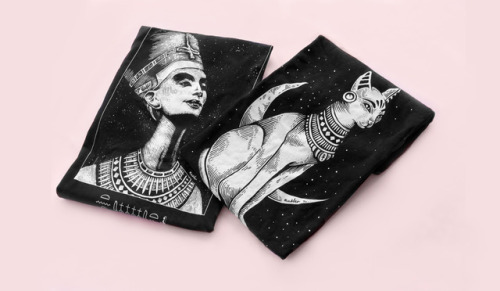 T-SHIRT Egyptian Queen Nafertiti & Egyptian God BastetWomen...