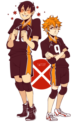mightier:  switchSecond of the five requests!  As I drew this, I kept on laughing.  There’s something so fundamentally wrong about Hinata being sulky and Kageyama looking so ecstatic about something…
