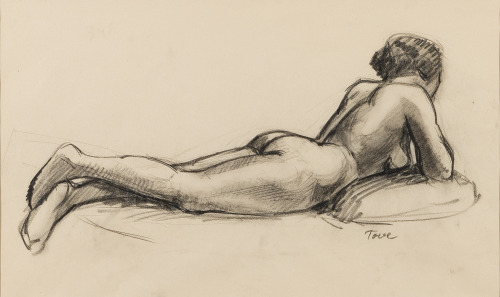 huariqueje:  Model   -    Tove Jansson Finnish, 1914-2001 Charcoal drawing,  24 x 40 cm.