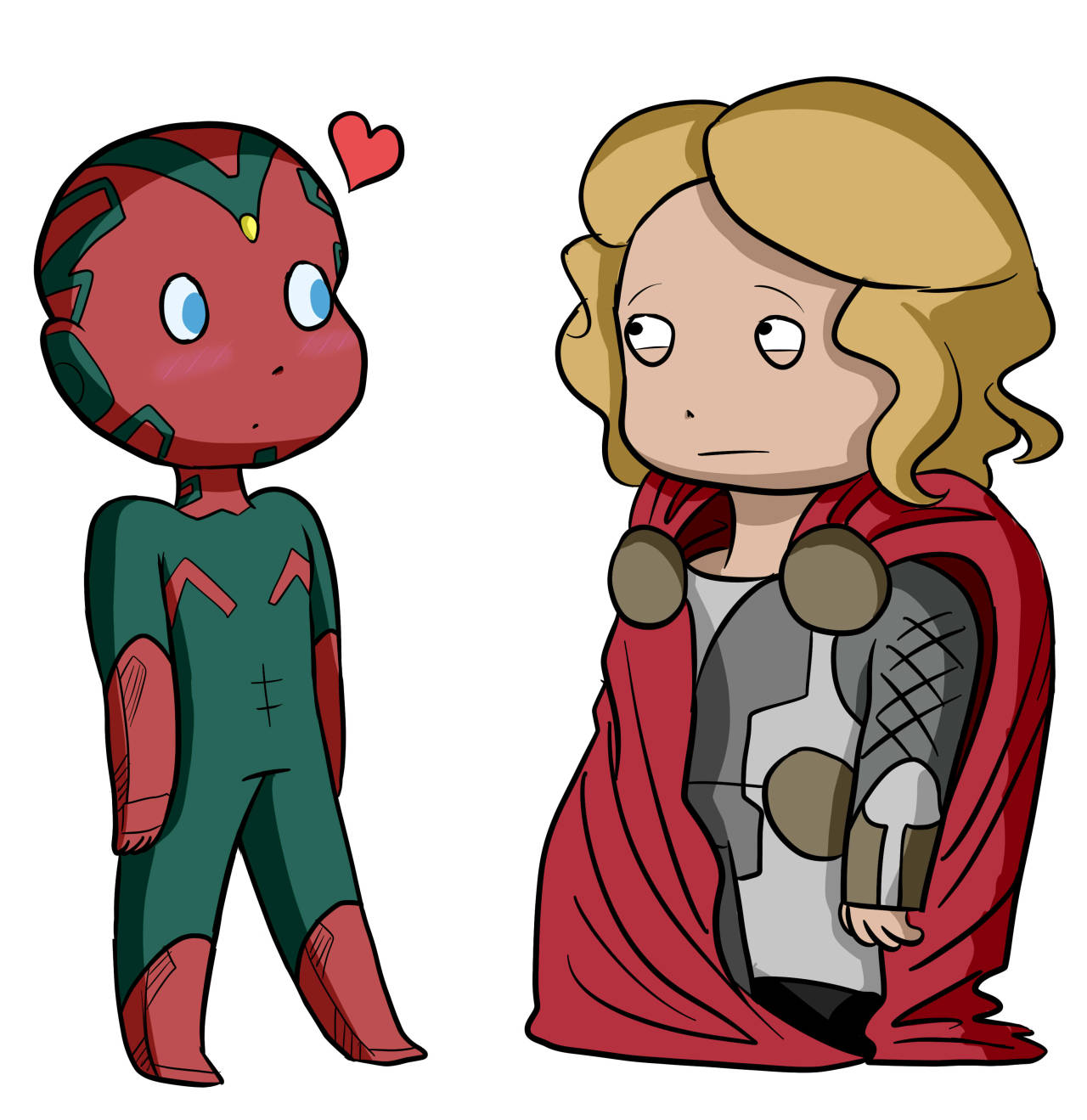 thosedarnrobots:  so basically vision is a duckling who imprinted on thor