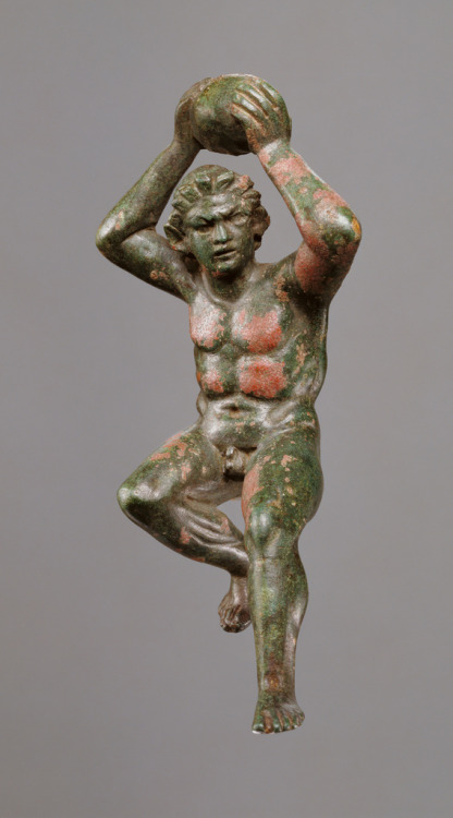 theancientwayoflife:~ Statuette of a Giant Hurling a Rock.Culture: GreekDate: 200 - 175 B.C.Medium: 