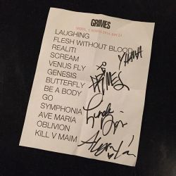 loveyouclaire:  Grimes setlist from 23.1.16