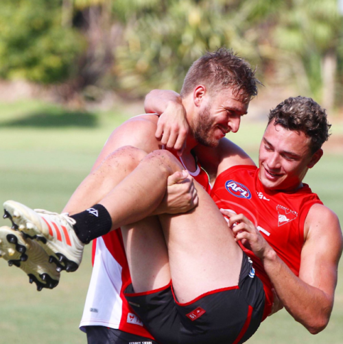 roscoe66:  Kieren Jack and Will Hayward of the Sydney Swans Coach knows rewards are one of the 