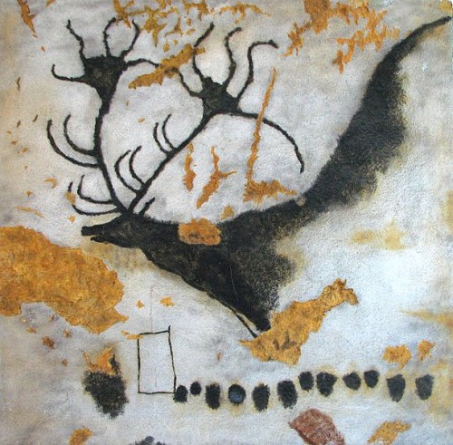 Megaloceros painted on the walls of Lascaux in France.  Melagoceros is an extinct genus of deer