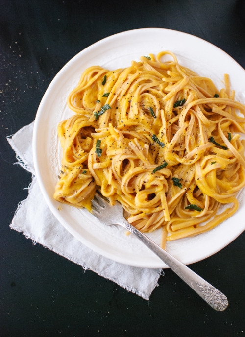 Creamy Butternut Squash Linguine with Fried Sage