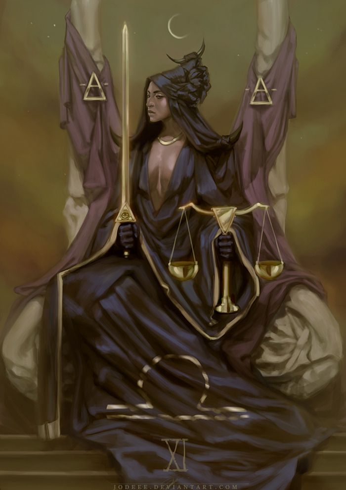 jodeeeart:  Justice - XIThird of the Tarot down!