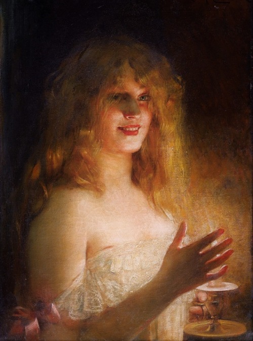 Girl with Candle by Léon François Comerre (French, 1850&ndash;1916)