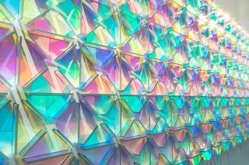 itscolossal: Dichroic Glass Installations by Chris Wood Reflect Light in a Rainbow of Color