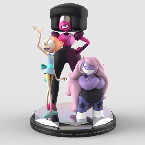 blckgold1:  Art direction and original illustratio n by @gyimahg modelled by #syblake in #Keyshot and #zbrush #stevenuniverse #garnet #amethyst #pearl #rebeccasugar #maquette #picoftheday #cartoonnetwork 