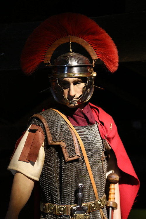 Roman Army Museum, Hadrian’s Wall, Northumbria.Authentic replica armour, costumes and military