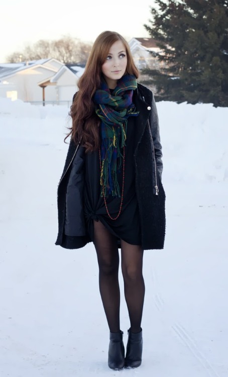 (via flattery: Festival // Plaid Scarf, Splice Leather Jacket)