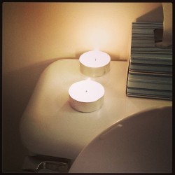 Candles in the bathroom while I&rsquo;m taking a shit&hellip; Guess the house is getting burned down honey @jhane26