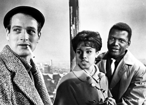 Paul Newman, Diahann Carroll, Sidney Poiter; production still from Martin Ritt&rsquo;s Paris Blues (