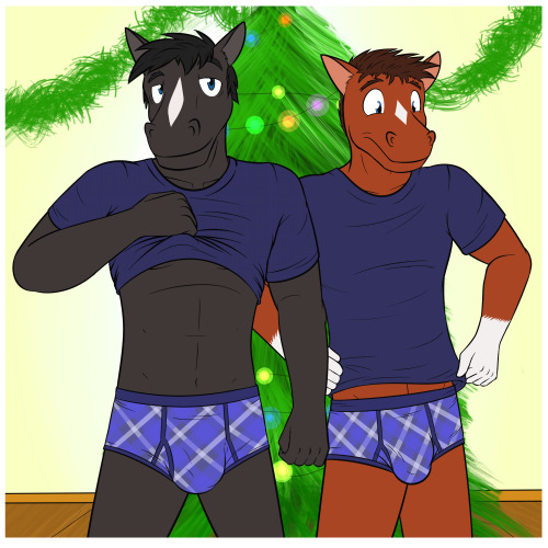 Merry Christmas from the Texnatsu guys and their dads/siblings.  At the Christmas party, all the wives gave their husbands and sons matching underwear and shirts, mostly as a joke.  Several drinks later, someone suggested taking commemorative photos