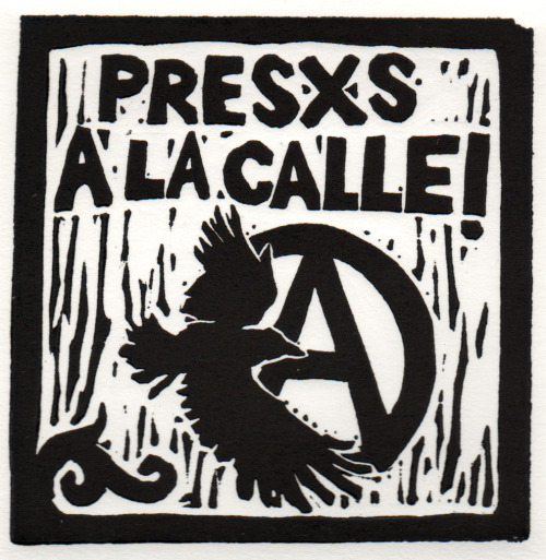 “Prisoners to the streets!” #anarquia#anarquismo#anarquista#anarquistas#libertad#prison abolition#anarchy#anarchism#printmaking#woodcut#linocut