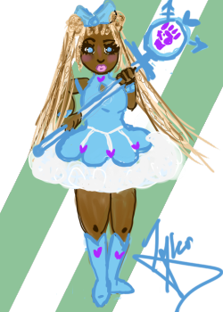 cosmic-noir:  cosmic-noir:  mahoushounen:  cosmic-noir Social Justice magical girl, wielding the wand of intersectional feminism! Sorry the braids are so rough, I was trying to keep it simple since I meant to do these quickly aha. :p  OMG I AM SMILING