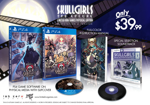 Pre-orders for the Limited Run Games physical edition of Skullgirls on PS4 and PS Vita are open! ORD