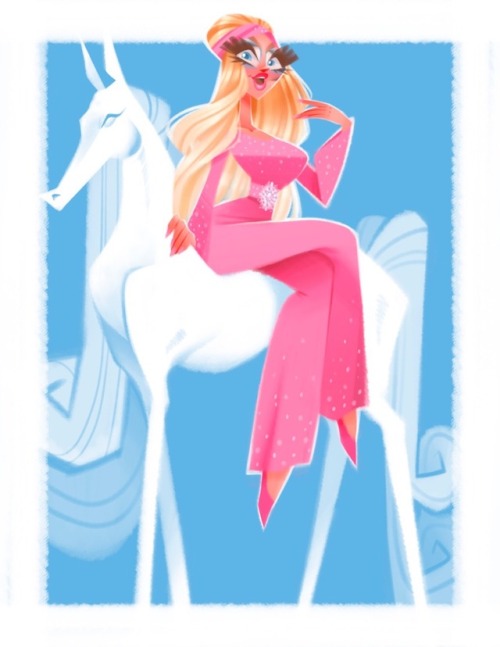 #trixieweek is Ending today with the Premier of RuPaul’s Drag Race Season 10 so I wanted to draw Trixie Mattel Studio 54 Look that she made herself! Of course riding on the White Horse 