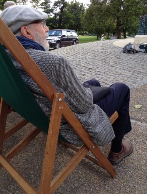 The inimitable and wonderful David Burke in his lawnchair on Clapham Common just over an hour ago fo