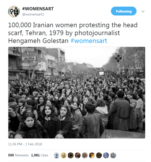 100,000 Iranian women protesting the head scarf, Tehran, 1979 by photojournalist Hengameh Golestan S