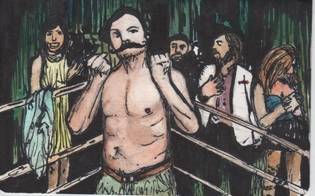 zombiesinyourbackyard:  The Mustache   I rushed this painting and i sort of feel