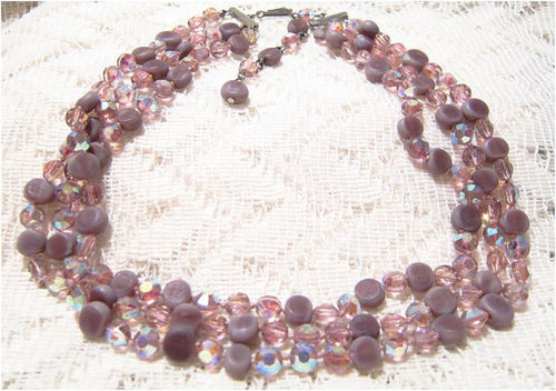 Vintage Triple Stranded Purple Glass Beaded by ViksVintageJewelry on We Heart It. http://weheartit.com/entry/84010852/via/viksvintage