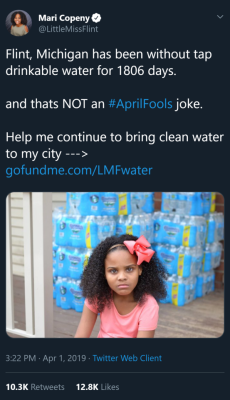 whyyoustabbedme:  gofundme.com/LMFwater   Flint, Michigan w/o tap drinkable water for 1,806 days is a “true” emergency.  The contamination of Flint’s water was authorized by Flint’s Governor, Rick Snyder &amp; his lackeys.   