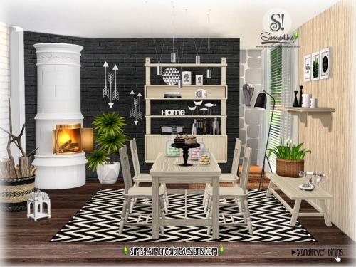 ScandiFever Dining Room By SIMcredible!designs | Available at TSR.   ♦   Bedroom |   Bedroom Extra