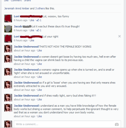 thirteenandprobablyhateyou: ambientheif: jackthemother: So this happened on facebook today…. 