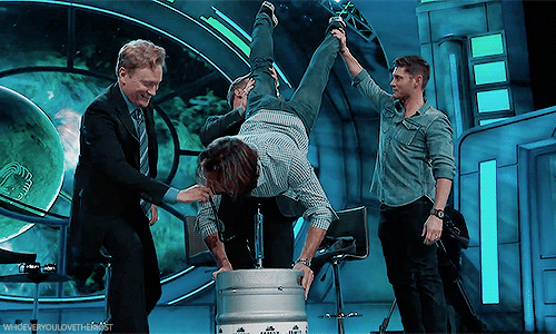 whoeveryoulovethemost:  Jared and Jensen in Conan / Jensen’s Birthday suprise for Jared