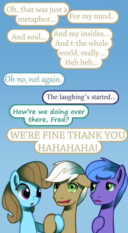 ask-canterlot-musicians:RIP Fred’s Sanity. Somepony get him a pancake. Ohdears xD