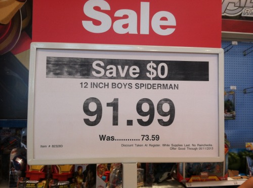 honchcrow: shittier: gendercake: Was………….73.59 save $0 12 inch boys spid