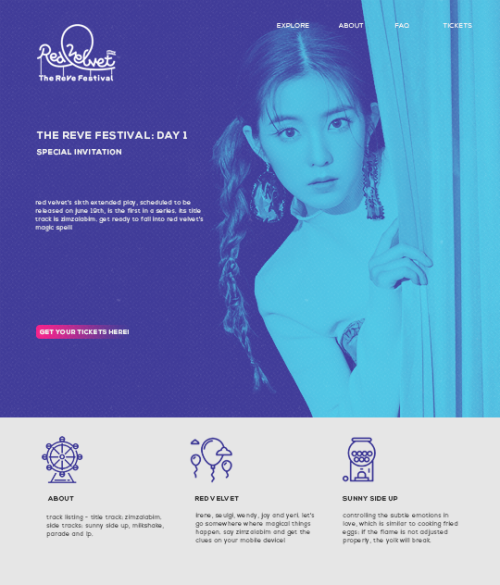 sungeol:the reve festival: day 1 – website mock-up 🎡🎢🎪🎆