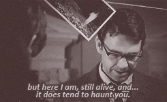 doctorwhoblog:  - How does that man, that war hero end up here, in a lonely old house, looking for ghosts? - Because I killed…and I caused to have killed…I sent young men and women to their deaths…but here I am, still alive, and…it does tend