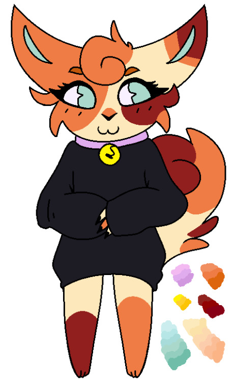 A flat-colored ref of my beloved Pixie-Pie! ;w; #ocs ;#pixie ;#pixel art#safe furry#catgirl
