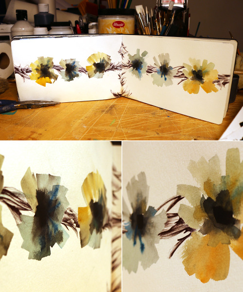 fuckyeahmoleskines:  vine - pen and watercolor Moleskine entry  submit your art here | fuckyeahmoleskines!