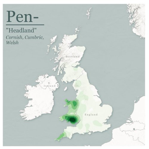 mapsontheweb:Toponymical maps of GB, looking at the density of common forms in place names.