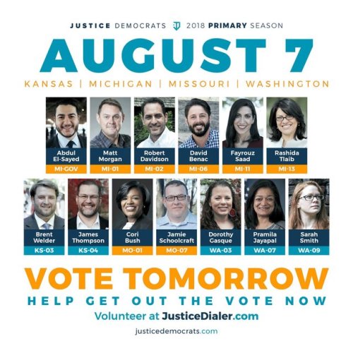 justicedemocrats:Tomorrow’s gonna be the biggest day for the progressive movement so far this 