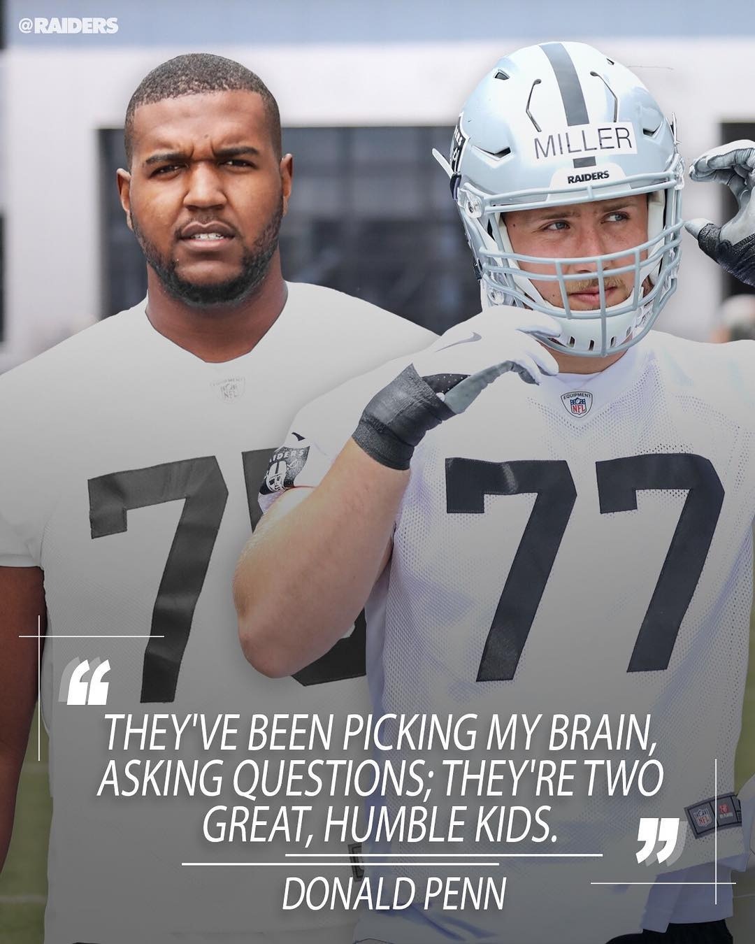 the-football-chick:  Raiders vetetan T Donald Penn has high praise for the rookies: