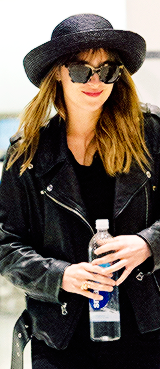 fiftyshadesofgreydaily:  Dakota arrives at JFK Airport in New York City. (May, 03)