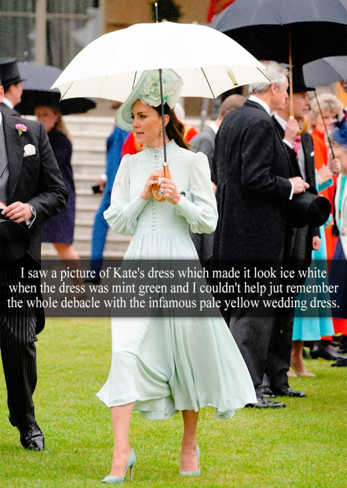 “A saw a picture of Kate’s dress today which made it look ice white when the dress was mint gr