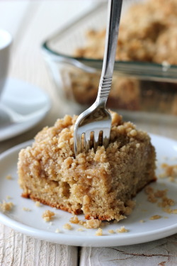 do-not-touch-my-food:Coffee Cake with Crumble Topping and Brown Sugar Glaze  I’m a sucker for coffee cake