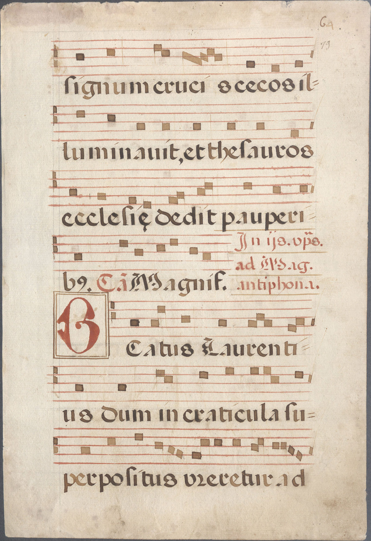 This manuscript leaf on paper was produced in the fifteenth or sixteenth century in Spain. It contains part of a hymn to St. Lawrence, who is celebrated on August 10.
“This leaf is from a portfolio or leaf book entitled Pages From the Past: Original...