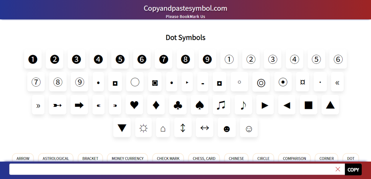 Get Dot Symbol Copy And Paste