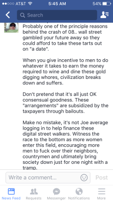 This loser’s commentary on sugar babies is such a reach and laughable. Sugar babies were one of the &ldquo;principle reasons&rdquo; that the stock market crashed and that thousands of Wall Street brokers commit crimes? Yeah&hellip; OK 