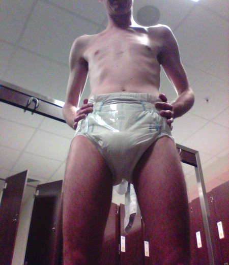 corney512:  Padded in the gym: I completed a dare: A friend of mine told me: “Hey, go to the gym diapered, change clothes in the locker room, do your excecises diapered, come back, take a shower and diaper up again.” Quite thrilling. Here are some