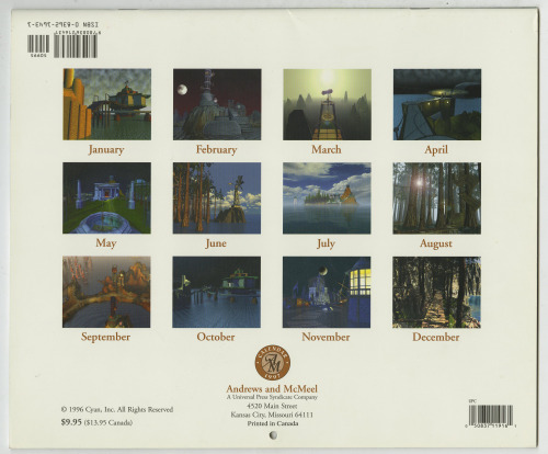 twitch-eaglehart:  The 1996 and 1997 Myst calendars each had very large and very beautiful renders from Myst for each month, plus a preview of Riven in December.The 1996 calendar’s Myst renders were all taken from angles that weren’t in the game,