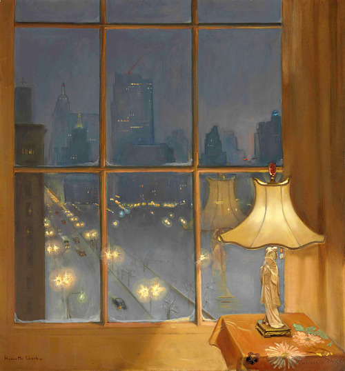 huariqueje:Scene from My Window-Night  -  Huguette ClarkAmerican 1906-2011