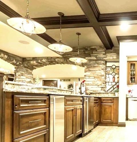 Underground In DetroitInspiration For A Large Rustic Underground Ceramic Tile And Gray Floor Basement